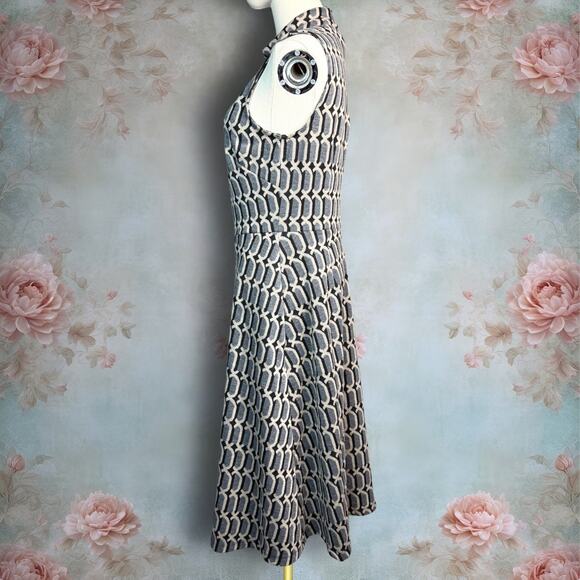 Maggy London Geometric Print Mock Neck Sleeveless Fit & Flare Midi Dress - Picture 3 of 5